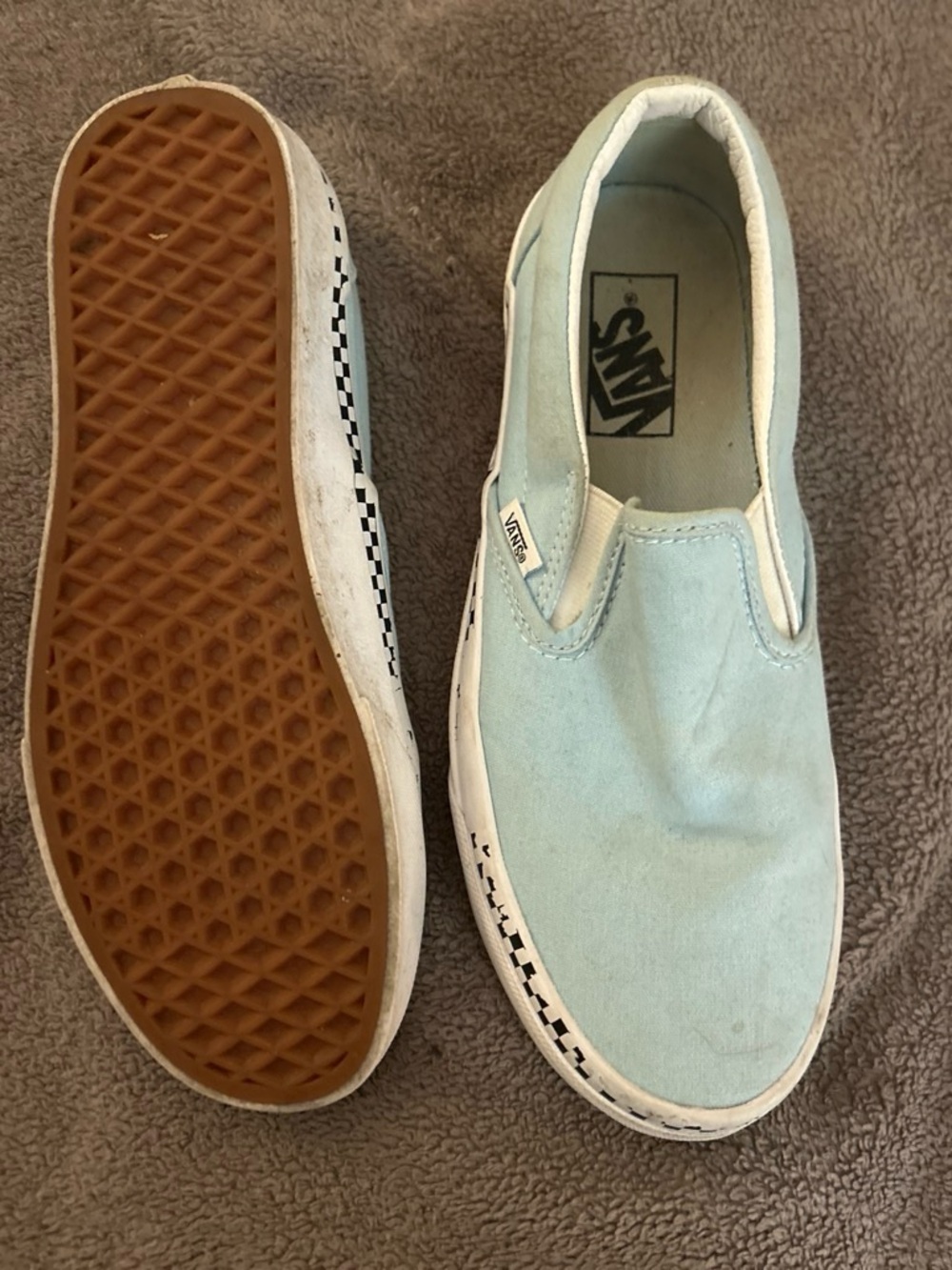 Vans light blue slip on's